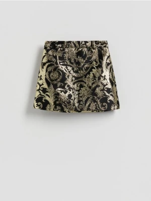 Reserved - Żakardowa spódnica mini - złoty