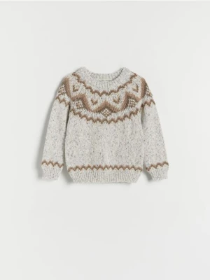 Reserved - Żakardowy sweter - jasnoszary