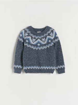 Reserved - Żakardowy sweter - Niebieski