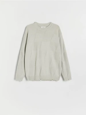 Reserved - Żakardowy sweter oversize - jasnoszary