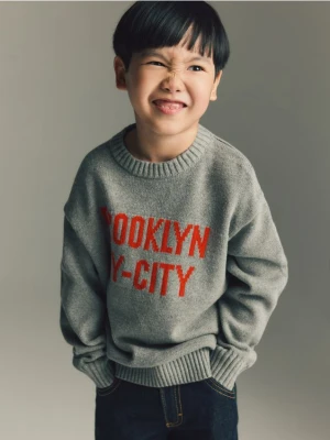 Reserved - Żakardowy sweter z bawełną - jasnoszary