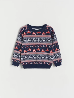Reserved - Żakardowy sweter ze świątecznym wzorem - Niebieski