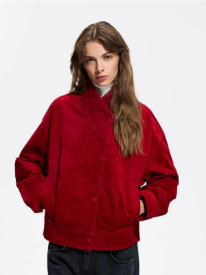 Reserved - Zamszowa kurtka oversize - czerwony