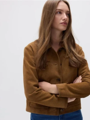 Reserved - Zamszowa kurtka z kieszeniami - kremowy