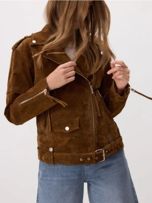 Zdjęcie produktu Reserved - Zamszowa ramoneska oversize z paskiem - brązowy