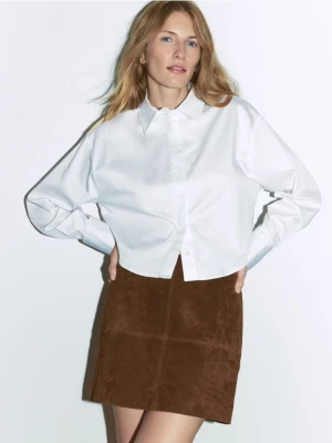 Reserved - Zamszowa spódnica mini - brązowy