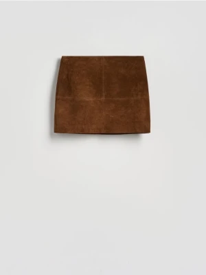 Reserved - Zamszowa spódnica mini - brązowy