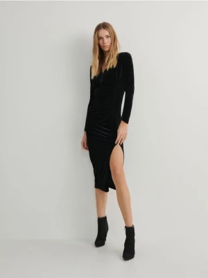Reserved - Zamszowa sukienka - czarny