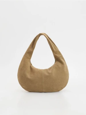 Reserved - Zamszowa torebka hobo - beżowy