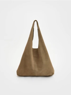 Reserved - Zamszowa torebka hobo - beżowy