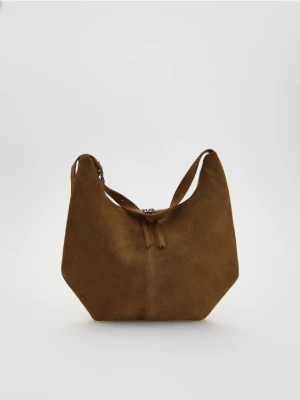 Reserved - Zamszowa torebka hobo - beżowy