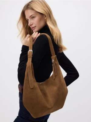 Reserved - Zamszowa torebka hobo - beżowy