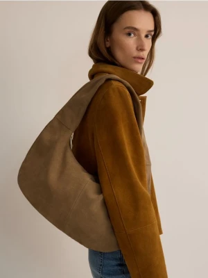 Reserved - Zamszowa torebka hobo - beżowy