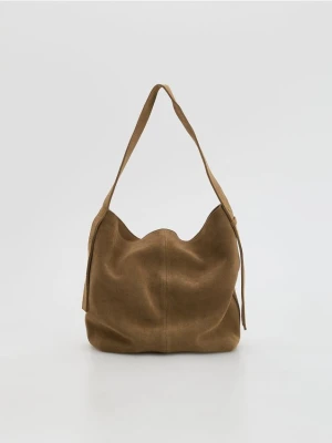 Reserved - Zamszowa torebka hobo - beżowy