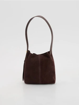 Reserved - Zamszowa torebka hobo - ciemnobrązowy