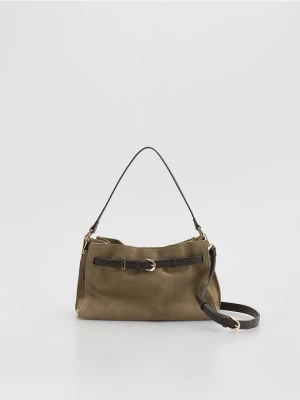 Reserved - Zamszowa torebka na ramię - beżowy