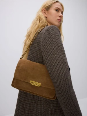 Reserved - Zamszowa torebka na ramię - beżowy