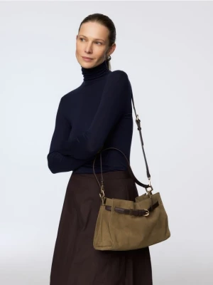 Reserved - Zamszowa torebka na ramię - beżowy