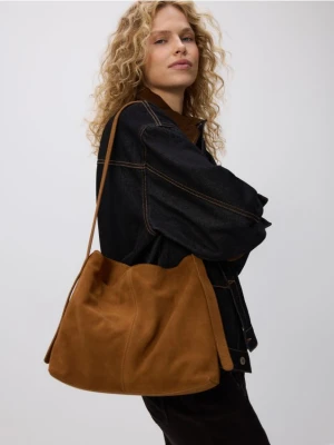 Reserved - Zamszowa torebka na ramię - brązowy