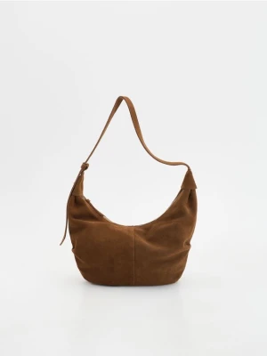 Reserved - Zamszowa torebka na ramię - brązowy