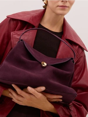 Reserved - Zamszowa torebka na ramię - mahoniowy