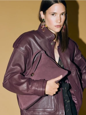 Reserved - Zamszowa torebka na ramię - mahoniowy