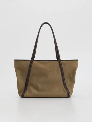 Reserved - Zamszowa torebka shopper - beżowy