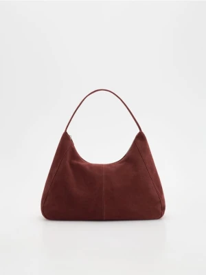 Reserved - Zamszowa torebka shopper - bordowy