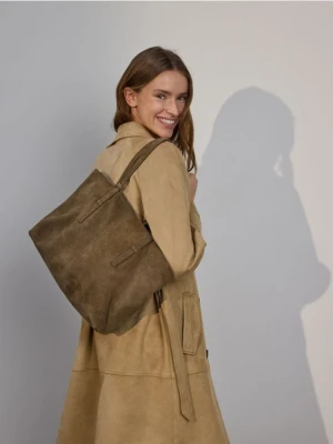 Reserved - Zamszowa torebka shopper - brązowy