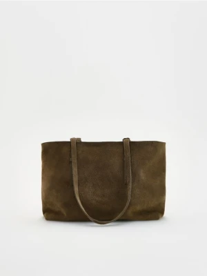 Reserved - Zamszowa torebka shopper - brązowy