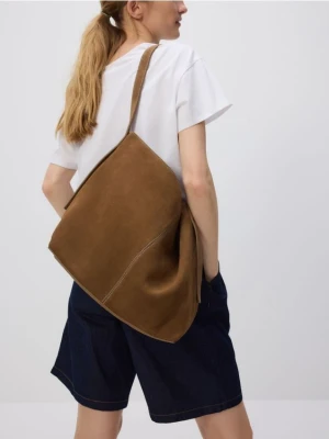 Reserved - Zamszowa torebka shopper - ciemnobrązowy