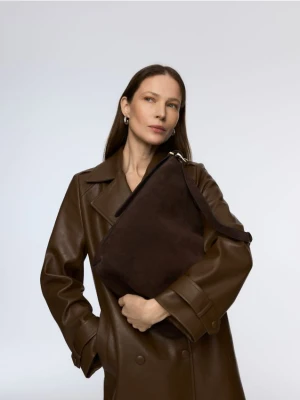 Reserved - Zamszowa torebka shopper - ciemnobrązowy