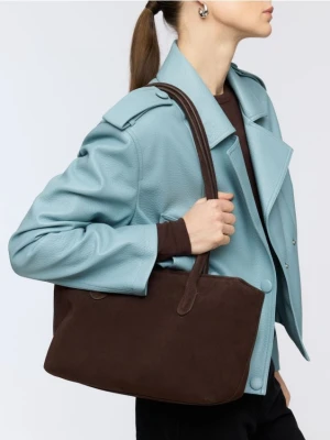 Reserved - Zamszowa torebka shopper - ciemnobrązowy