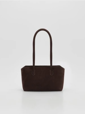 Reserved - Zamszowa torebka shopper - ciemnobrązowy
