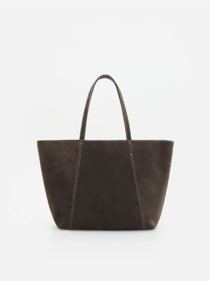 Reserved - Zamszowa torebka shopper - ciemnoszary