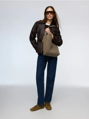 Reserved - Zamszowa torebka shopper - jasnoszary