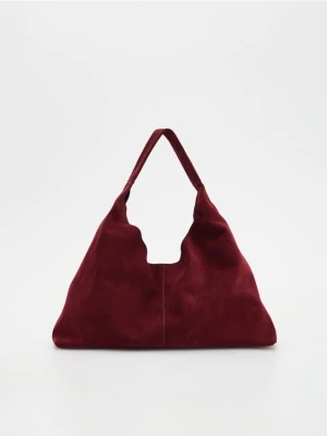 Reserved - Zamszowa torebka shopper z saszetką - bordowy