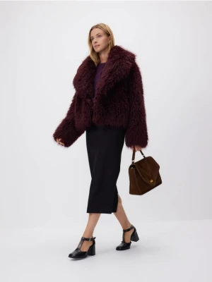 Reserved - Zamszowa torebka z paskiem - brązowy