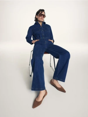 Reserved - Zamszowe baleriny na obcasie - ciemnobrązowy