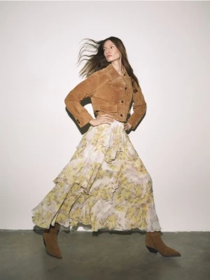 Reserved - Zamszowe botki na obcasie - brązowy