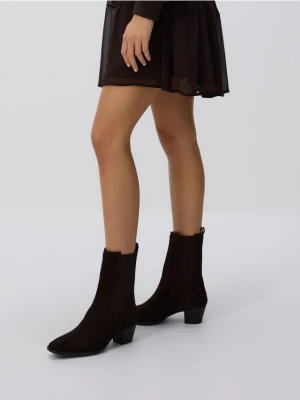 Reserved - Zamszowe botki na obcasie - ciemnobrązowy