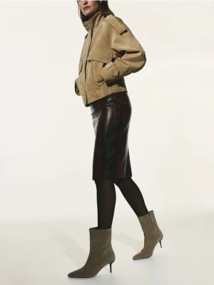 Reserved - Zamszowe botki na szpilce - beżowy