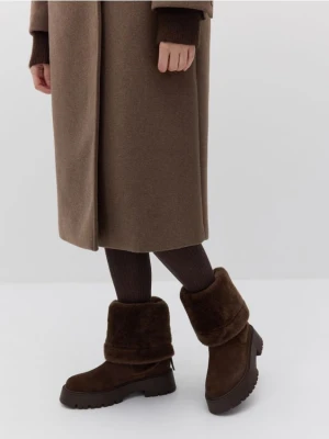 Reserved - Zamszowe kozaki - ciemnobrązowy