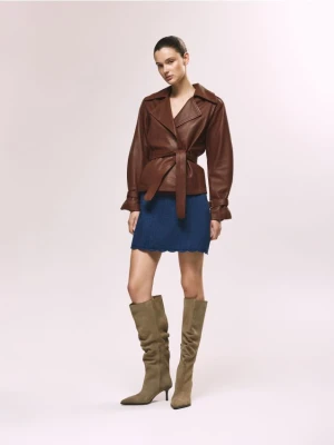 Reserved - Zamszowe kozaki na obcasie - jasnoszary