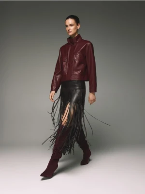 Reserved - Zamszowe kozaki na szpilce - bordowy