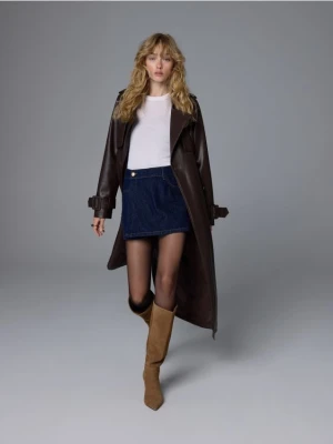 Reserved - Zamszowe kozaki na szpilce - brązowy