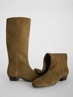 Reserved - Zamszowe kozaki - oliwkowy