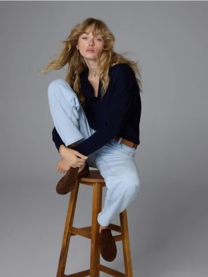 Reserved - Zamszowe loafersy z marszczeniem - ciemnobrązowy