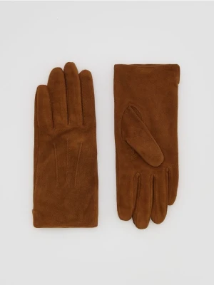 Reserved - Zamszowe rękawiczki - brązowy