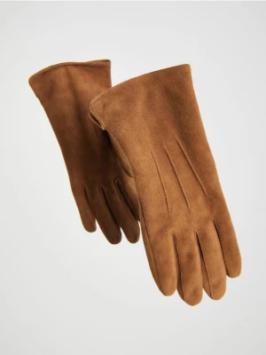 Reserved - Zamszowe rękawiczki - brązowy